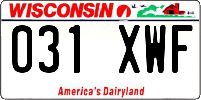 WI license plate 031XWF