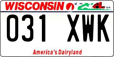 WI license plate 031XWK
