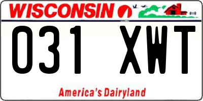 WI license plate 031XWT