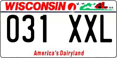 WI license plate 031XXL
