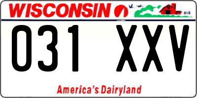 WI license plate 031XXV