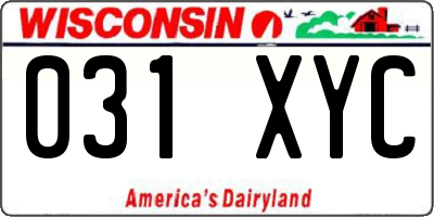 WI license plate 031XYC