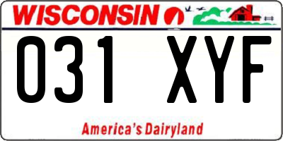 WI license plate 031XYF