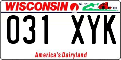 WI license plate 031XYK