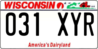 WI license plate 031XYR