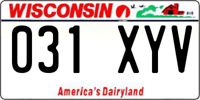 WI license plate 031XYV