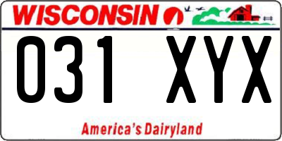 WI license plate 031XYX