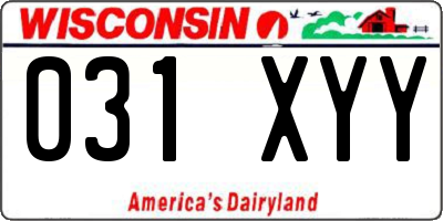 WI license plate 031XYY