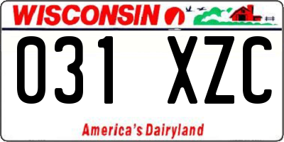 WI license plate 031XZC