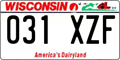 WI license plate 031XZF