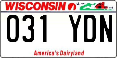 WI license plate 031YDN