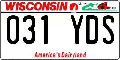 WI license plate 031YDS