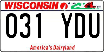 WI license plate 031YDU
