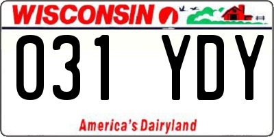 WI license plate 031YDY