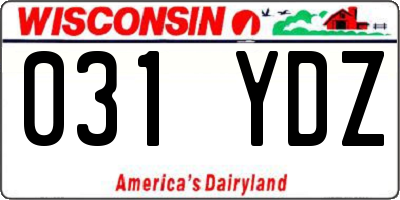 WI license plate 031YDZ