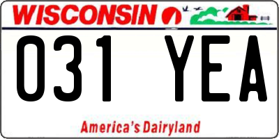 WI license plate 031YEA
