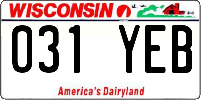 WI license plate 031YEB