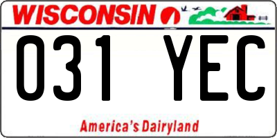 WI license plate 031YEC