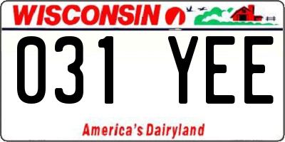WI license plate 031YEE
