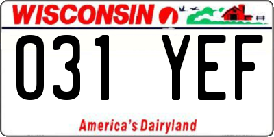WI license plate 031YEF
