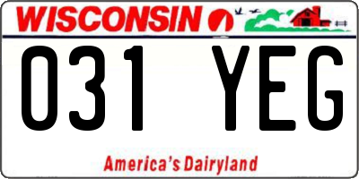 WI license plate 031YEG