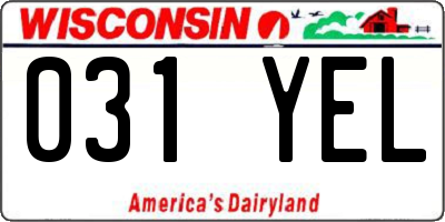 WI license plate 031YEL