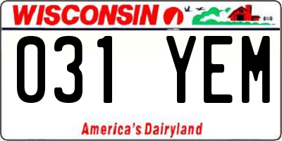 WI license plate 031YEM