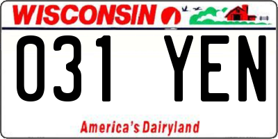 WI license plate 031YEN