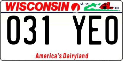 WI license plate 031YEO