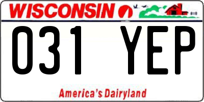 WI license plate 031YEP