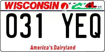 WI license plate 031YEQ