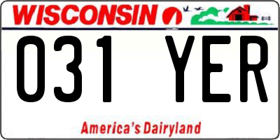 WI license plate 031YER