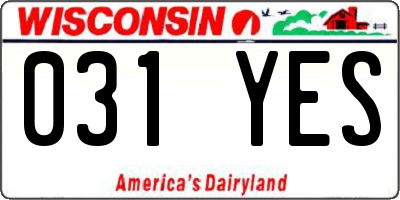 WI license plate 031YES