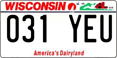 WI license plate 031YEU