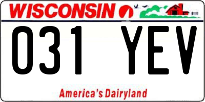 WI license plate 031YEV
