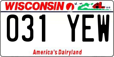 WI license plate 031YEW