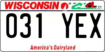 WI license plate 031YEX