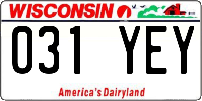 WI license plate 031YEY