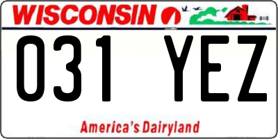 WI license plate 031YEZ
