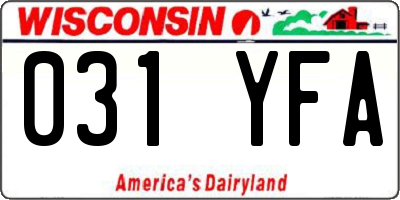 WI license plate 031YFA