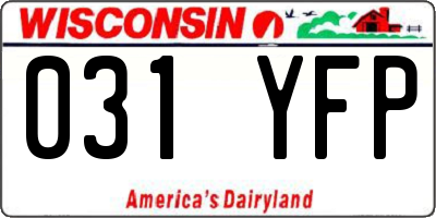 WI license plate 031YFP