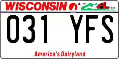 WI license plate 031YFS
