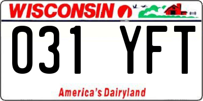 WI license plate 031YFT