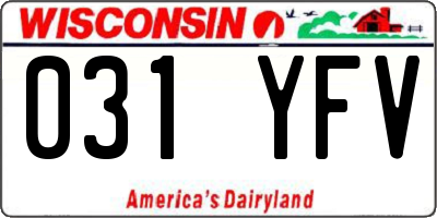 WI license plate 031YFV