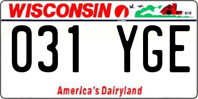 WI license plate 031YGE