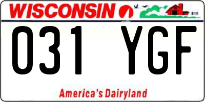 WI license plate 031YGF