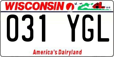 WI license plate 031YGL