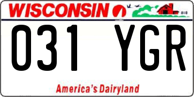 WI license plate 031YGR