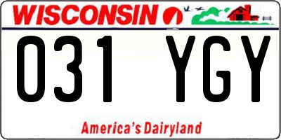 WI license plate 031YGY