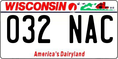 WI license plate 032NAC